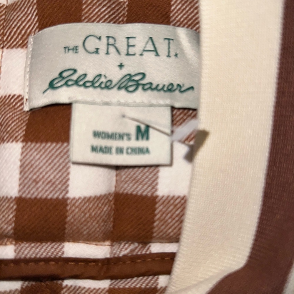 Eddie Bauer Women’s Brown and Cream Checkered Vest(Down filled) - Picture 3 of 4